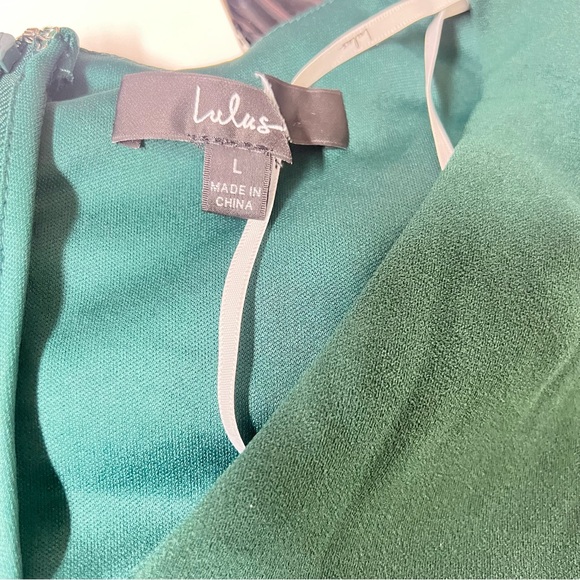 New Lulus Celebrating Romance Emerald Green Long Sleeve Wide Leg Jumpsuit - Picture 9 of 9